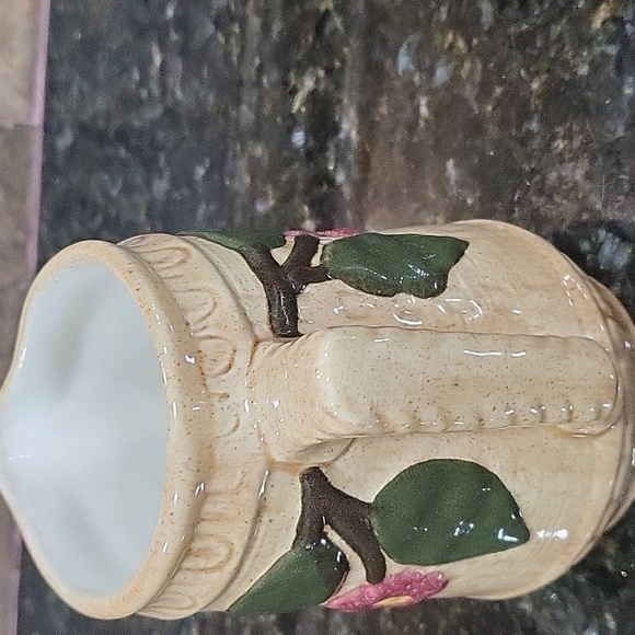 VINTAGE Ceramic Water Pitcher, Cream, and Floral - Picture 2 of 7